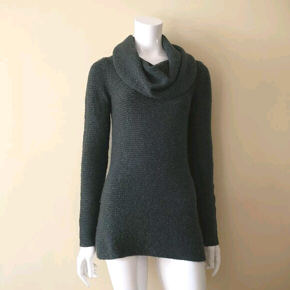 Autumn Cashmere Long Sweater Tunic Women XS Green 100%Cashmere Cowl Neck Luxury - Picture 1 of 10